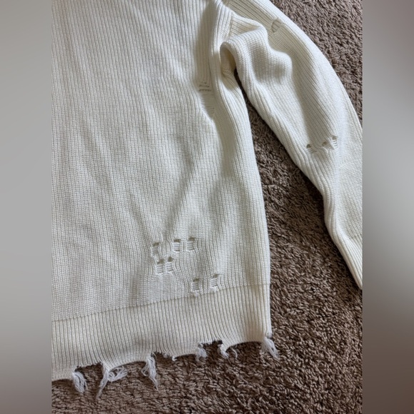 Lovers + Friends Arlington Distressed Sweater in Ivory- Small - Picture 3 of 10